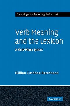 portada Verb Meaning and the Lexicon Paperback (Cambridge Studies in Linguistics) (en Inglés)
