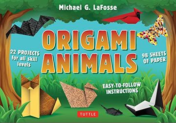 portada Origami Animals Kit: Make Colorful and Easy Origami Animals: Kit Includes Origami Book, 98 High-Quality Papers and 21 Original Projects 