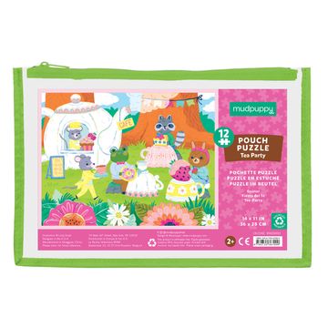 portada Mudpuppy tea Party Pouch Puzzle, 12-Pieces, 14” x 11” –Jigsaw Puzzle for Kids With Extra-Thick Pieces, Includes a Reusable Zippered Pouch, Ideal for Traveling