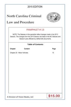 portada North Carolina Criminal law and Procedure-Pamphlet # 13 (en Inglés)