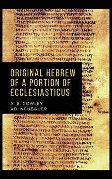 portada Original Hebrew of a Portion of Ecclesiasticus 