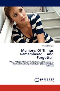 portada memory: of things remembered... and forgotten (en Inglés)