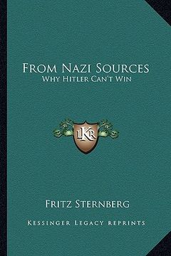 portada from nazi sources: why hitler can't win (en Inglés)