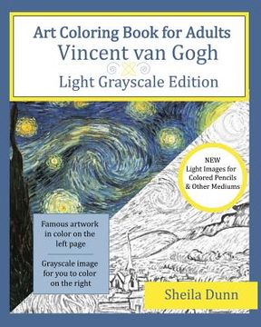 portada Art Coloring Book for Adults: Vincent van Gogh: Light Grayscale Edition (in English)
