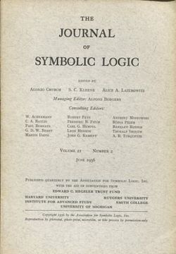 portada THE JOURNAL OF SYMBOLIC LOGIC. VOLUME 21, NUMBER 2, JUNE 1956.