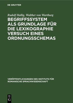 portada Begriffssystem als Grundlage für die Lexikographie Versuch Eines Ordnungsschemas (in German)
