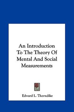 portada an introduction to the theory of mental and social measurements