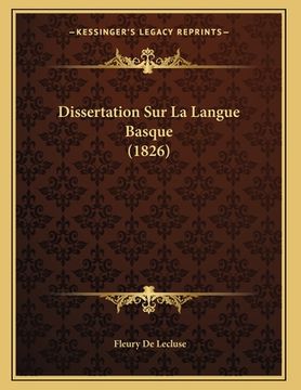 portada Dissertation Sur La Langue Basque (1826) (en Francés)