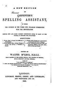 portada A New Edition of Carpenter's Spelling Assistant (en Inglés)