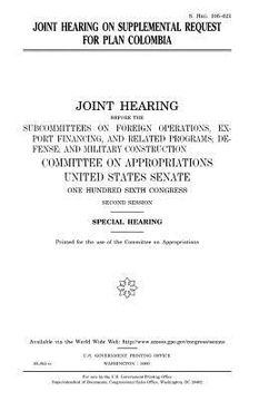 portada Joint hearing on supplemental request for Plan Colombia