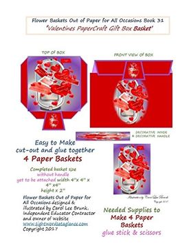 portada Flower Baskets out of Paper for all Occasions Book 31: Valentines Paper Craft Gift box (Volume 37) (en Inglés)
