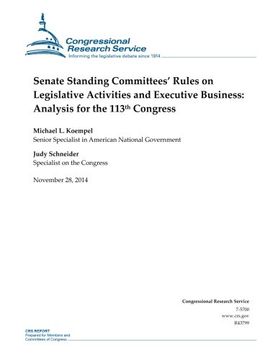 portada Senate Standing Committees’ Rules on Legislative Activities and Executive Business: Analysis for the 113th Congress (CRS Reports)