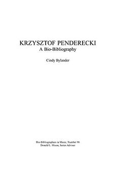 portada Krzysztof Penderecki: A Bio-Bibliography (en Inglés)