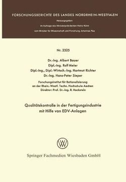 portada Qualitätskontrolle in Der Fertigungsindustrie Mit Hilfe Von Edv-Anlagen (en Alemán)