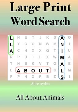 portada Large Print Word Search: All About Animals (en Inglés)