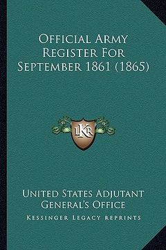 portada official army register for september 1861 (1865) (en Inglés)