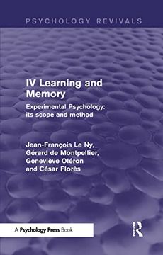 portada Experimental Psychology its Scope and Method: Volume iv (Psychology Revivals): Learning and Memory (en Inglés)