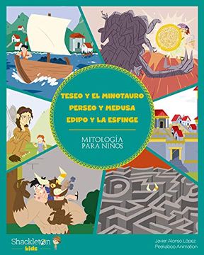 portada Teseo y el Minotauro. Perseo y Medusa. Edipo y la Esfinge: 5 (Mitología Para Niños) (in Spanish)