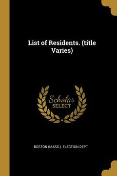 portada List of Residents. (title Varies) (en Inglés)