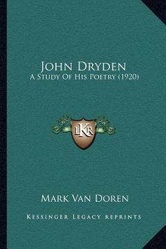 portada john dryden: a study of his poetry (1920) (in English)