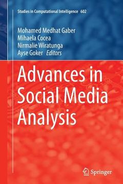 portada Advances in Social Media Analysis (en Inglés)