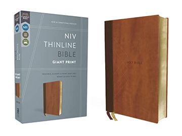 portada Niv, Thinline Bible, Giant Print, Leathersoft, Brown, red Letter, Comfort Print (en Inglés)