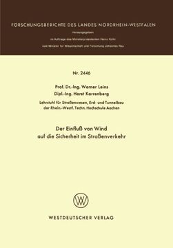 portada Der Einfluß von Wind auf die Sicherheit im Straßenverkehr (Forschungsberichte des Landes Nordrhein-Westfalen) (German Edition)