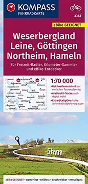 portada Kompass Fahrradkarte 3363 Weserbergland, Leine, Göttingen, Northeim, Hameln 1: 70. 000 (en Alemán)