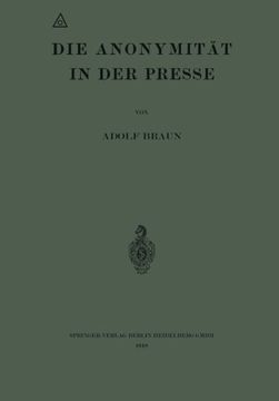 portada Die Anonymität in der Presse (German Edition)