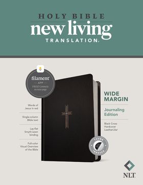 portada NLT Wide Margin Bible, Filament-Enabled Edition (Hardcover Leatherlike, Black Cross, Indexed, Red Letter) (en Inglés)