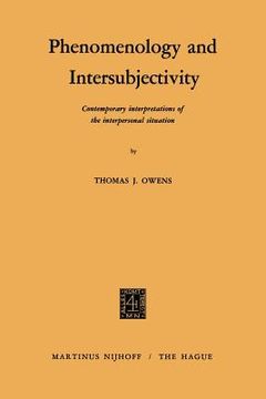 portada phenomenology and intersubjectivity. contemporary interpretations of the interpersonal situations