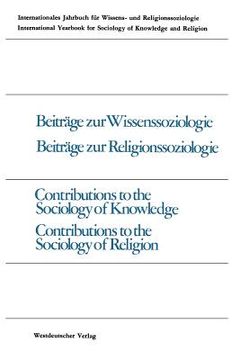 portada Beiträge Zur Wissenssoziologie, Beiträge Zur Religionssoziologie / Contributions to the Sociology of Knowledge Contributions to the Sociology of Relig (en Alemán)