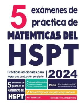 portada 5 exámenes de práctica de matemáticas del HSPT: Prácticas adicionales para lograr una puntuación excelente