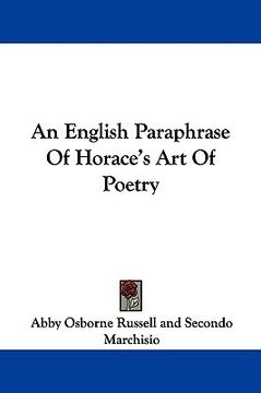 portada an english paraphrase of horace's art of poetry (en Inglés)