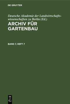 portada Archiv für Gartenbau. Band 7, Heft 7 (en Alemán)