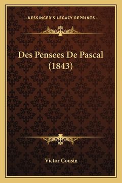 portada Des Pensees De Pascal (1843) (en Francés)