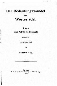portada Der Bedeutungswandel des Wortes edel (in German)