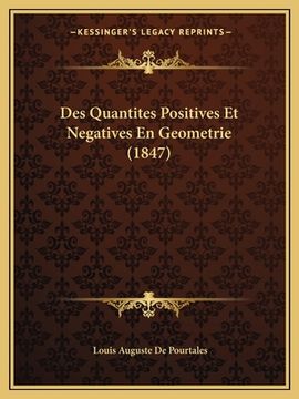 portada Des Quantites Positives Et Negatives En Geometrie (1847) (en Francés)