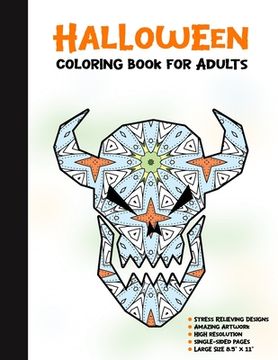 portada Halloween Coloring Book for Adults: 50 Halloween Illustrations Printed On One Side, Safe For Markers - Fun Craft Activity Gift - Stress Relieving Desi (in English)