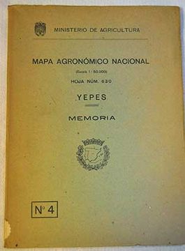 portada Mapa Agronmico Nacional (Escala 1:50.000) - Yepes. Memoria