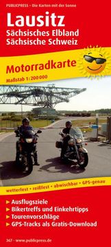 portada Lausitz, Sächsisches Elbland - Sächsische Schweiz: Motorradkarte mit Ausflugszielen, Einkehr- & Freizeittipps und Tourenvorschlägen, Wetterfest,. Gps-Genau. 1: 200000 (Motorradkarte: Mk) (en Alemán)