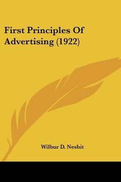 portada first principles of advertising (1922) (in English)