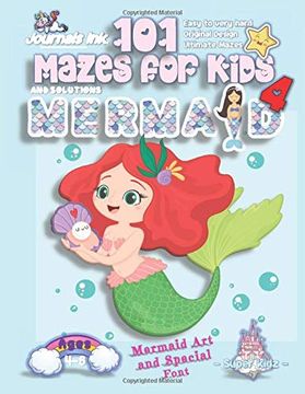 portada 101 Mazes for Kids 4: Super Kidz Book. Children - Ages 4-8. Red Head Mermaid Custom art Interior. 101 Puzzles With Solutions - Easy to. Time! (Superkidz - 101 Mazes for Kids) 
