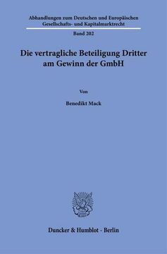 portada Die Vertragliche Beteiligung Dritter Am Gewinn Der Gmbh (in German)