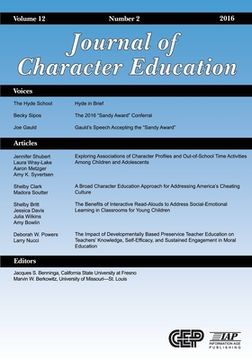 portada Journal of Character Education Vol 12 Issue 2 2016 (en Inglés)