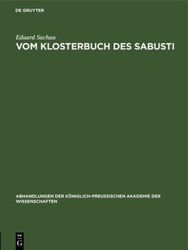 portada Vom Klosterbuch des Sabusti (German Edition) [Hardcover ] (en Alemán)