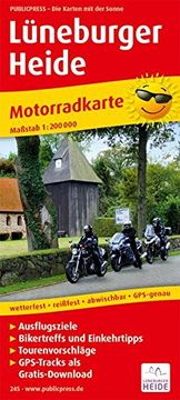 portada Motorradkarte Lüneburger Heide: Mit Ausflugszielen, Einkehr- & Freizeittipps, Reissfest, Wetterfest, Beschriftbar und Wieder Abwischbar. 1: 200000 (en Alemán)