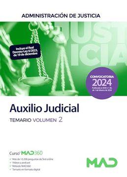 portada Cuerpo de Auxilio Judicial. Administracion de Justicia Temario Volumen 2