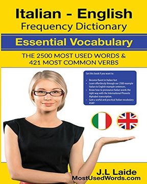 portada Italian English Frequency Dictionary - Essential Vocabulary: 2500 Most Used Words & 421 Most Common Verbs
