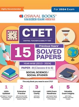 portada Oswaal CTET (Central Teachers Eligibility Test) Paper-II Classes 6 - 8 15 Year's Solved Papers Social Science and Studies Yearwise 2013 - 2024 For 202
